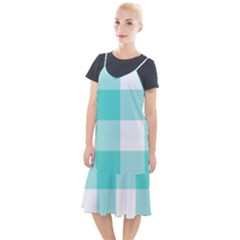 Turquoise And White Buffalo Check Camis Fishtail Dress