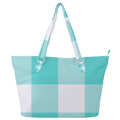 Turquoise And White Buffalo Check Full Print Shoulder Bag by yoursparklingshop