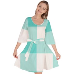 Turquoise And White Buffalo Check Velour Kimono Dress by yoursparklingshop