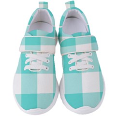 Turquoise And White Buffalo Check Women s Velcro Strap Shoes by yoursparklingshop