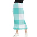 Turquoise And White Buffalo Check Maxi Fishtail Chiffon Skirt View1