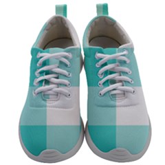 Turquoise And White Buffalo Check Mens Athletic Shoes by yoursparklingshop