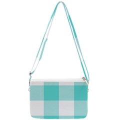 Turquoise And White Buffalo Check Double Gusset Crossbody Bag by yoursparklingshop