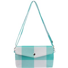 Turquoise And White Buffalo Check Removable Strap Clutch Bag by yoursparklingshop