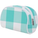 Turquoise And White Buffalo Check Make Up Case (Large) View2