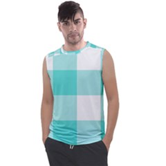 Turquoise And White Buffalo Check Men s Regular Tank Top by yoursparklingshop