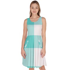 Turquoise And White Buffalo Check Knee Length Skater Dress With Pockets by yoursparklingshop