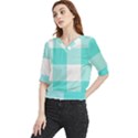 Turquoise And White Buffalo Check Quarter Sleeve Blouse View1