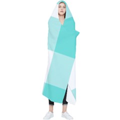 Turquoise And White Buffalo Check Wearable Blanket by yoursparklingshop