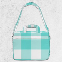 Turquoise And White Buffalo Check Macbook Pro Shoulder Laptop Bag  by yoursparklingshop