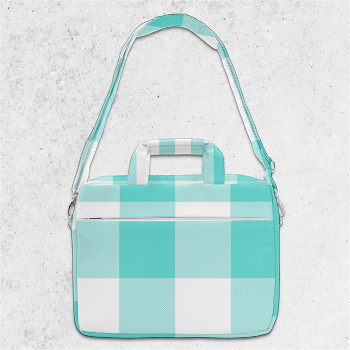 Turquoise And White Buffalo Check MacBook Pro Shoulder Laptop Bag 