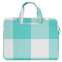 Turquoise And White Buffalo Check Macbook Pro Double Pocket Laptop Bag by yoursparklingshop