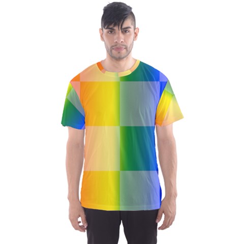 Lgbt Rainbow Buffalo Check Lgbtq Pride Squares Pattern Men s Sport Mesh Tee by yoursparklingshop