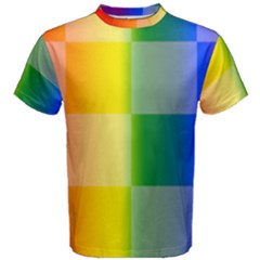 Lgbt Rainbow Buffalo Check Lgbtq Pride Squares Pattern Men s Cotton Tee by yoursparklingshop