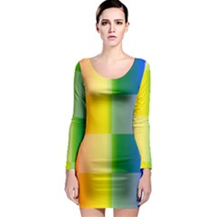 Lgbt Rainbow Buffalo Check Lgbtq Pride Squares Pattern Long Sleeve Bodycon Dress by yoursparklingshop