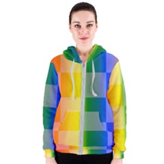 Lgbt Rainbow Buffalo Check Lgbtq Pride Squares Pattern Women s Zipper Hoodie