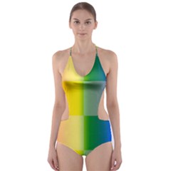 Lgbt Rainbow Buffalo Check Lgbtq Pride Squares Pattern Cut-out One Piece Swimsuit by yoursparklingshop