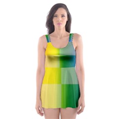 Lgbt Rainbow Buffalo Check Lgbtq Pride Squares Pattern Skater Dress Swimsuit by yoursparklingshop