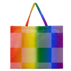 Lgbt Rainbow Buffalo Check Lgbtq Pride Squares Pattern Zipper Large Tote Bag by yoursparklingshop