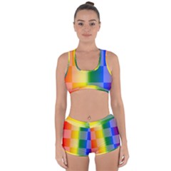 Lgbt Rainbow Buffalo Check Lgbtq Pride Squares Pattern Racerback Boyleg Bikini Set by yoursparklingshop