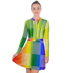 Lgbt Rainbow Buffalo Check Lgbtq Pride Squares Pattern Long Sleeve Panel Dress by yoursparklingshop