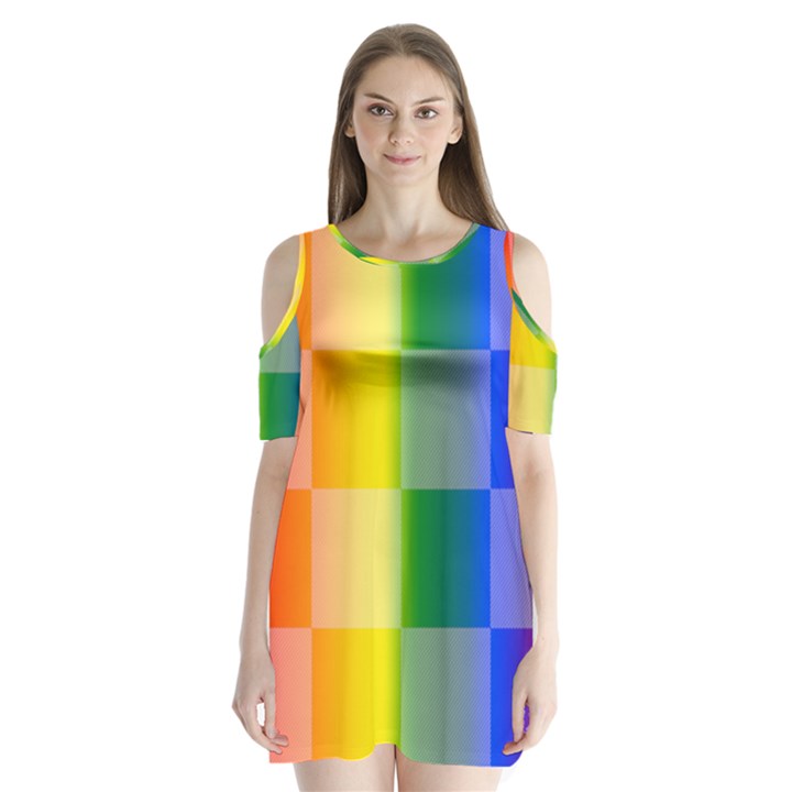 LGBT Rainbow Buffalo Check LGBTQ Pride Squares Pattern Shoulder Cutout Velvet One Piece