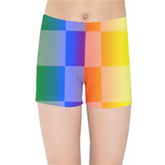 Lgbt Rainbow Buffalo Check Lgbtq Pride Squares Pattern Kids  Sports Shorts by yoursparklingshop