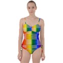 LGBT Rainbow Buffalo Check LGBTQ Pride Squares Pattern Sweetheart Tankini Set View1