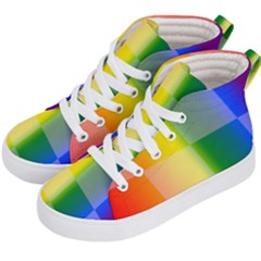 Lgbt Rainbow Buffalo Check Lgbtq Pride Squares Pattern Kids  Hi-top Skate Sneakers by yoursparklingshop