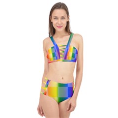 Lgbt Rainbow Buffalo Check Lgbtq Pride Squares Pattern Cage Up Bikini Set by yoursparklingshop