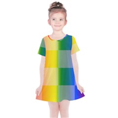 Lgbt Rainbow Buffalo Check Lgbtq Pride Squares Pattern Kids  Simple Cotton Dress by yoursparklingshop