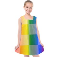 Lgbt Rainbow Buffalo Check Lgbtq Pride Squares Pattern Kids  Cross Back Dress by yoursparklingshop