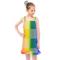 Lgbt Rainbow Buffalo Check Lgbtq Pride Squares Pattern Kids  Overall Dress by yoursparklingshop