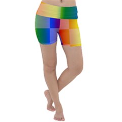 Lgbt Rainbow Buffalo Check Lgbtq Pride Squares Pattern Lightweight Velour Yoga Shorts by yoursparklingshop