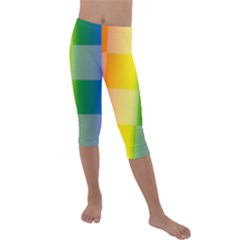 Lgbt Rainbow Buffalo Check Lgbtq Pride Squares Pattern Kids  Lightweight Velour Capri Leggings  by yoursparklingshop