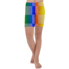 Lgbt Rainbow Buffalo Check Lgbtq Pride Squares Pattern Kids  Lightweight Velour Capri Yoga Leggings by yoursparklingshop