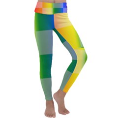 Lgbt Rainbow Buffalo Check Lgbtq Pride Squares Pattern Kids  Lightweight Velour Classic Yoga Leggings by yoursparklingshop