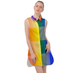 Lgbt Rainbow Buffalo Check Lgbtq Pride Squares Pattern Sleeveless Shirt Dress by yoursparklingshop