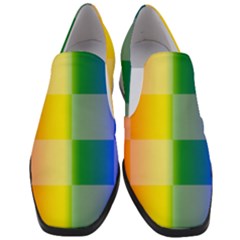 Lgbt Rainbow Buffalo Check Lgbtq Pride Squares Pattern Women Slip On Heel Loafers by yoursparklingshop