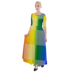 Lgbt Rainbow Buffalo Check Lgbtq Pride Squares Pattern Half Sleeves Maxi Dress by yoursparklingshop