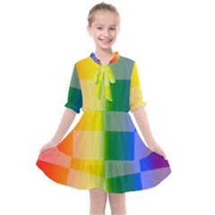 Lgbt Rainbow Buffalo Check Lgbtq Pride Squares Pattern Kids  All Frills Chiffon Dress by yoursparklingshop