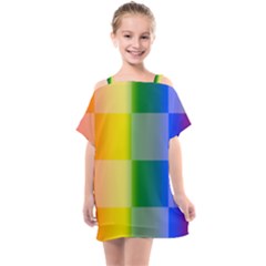 Lgbt Rainbow Buffalo Check Lgbtq Pride Squares Pattern Kids  One Piece Chiffon Dress by yoursparklingshop