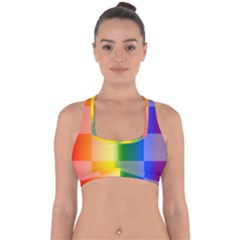 Lgbt Rainbow Buffalo Check Lgbtq Pride Squares Pattern Cross Back Hipster Bikini Top  by yoursparklingshop