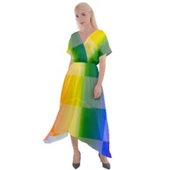 Lgbt Rainbow Buffalo Check Lgbtq Pride Squares Pattern Cross Front Sharkbite Hem Maxi Dress