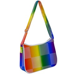 Lgbt Rainbow Buffalo Check Lgbtq Pride Squares Pattern Zip Up Shoulder Bag by yoursparklingshop