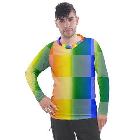 Lgbt Rainbow Buffalo Check Lgbtq Pride Squares Pattern Men s Pique Long Sleeve Tee by yoursparklingshop