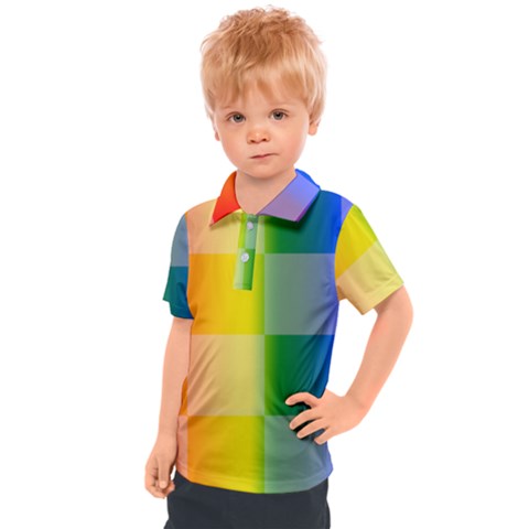 Lgbt Rainbow Buffalo Check Lgbtq Pride Squares Pattern Kids  Polo Tee by yoursparklingshop