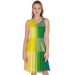 Lgbt Rainbow Buffalo Check Lgbtq Pride Squares Pattern Knee Length Skater Dress With Pockets by yoursparklingshop