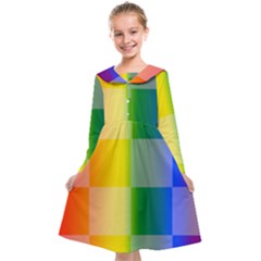 Lgbt Rainbow Buffalo Check Lgbtq Pride Squares Pattern Kids  Midi Sailor Dress by yoursparklingshop