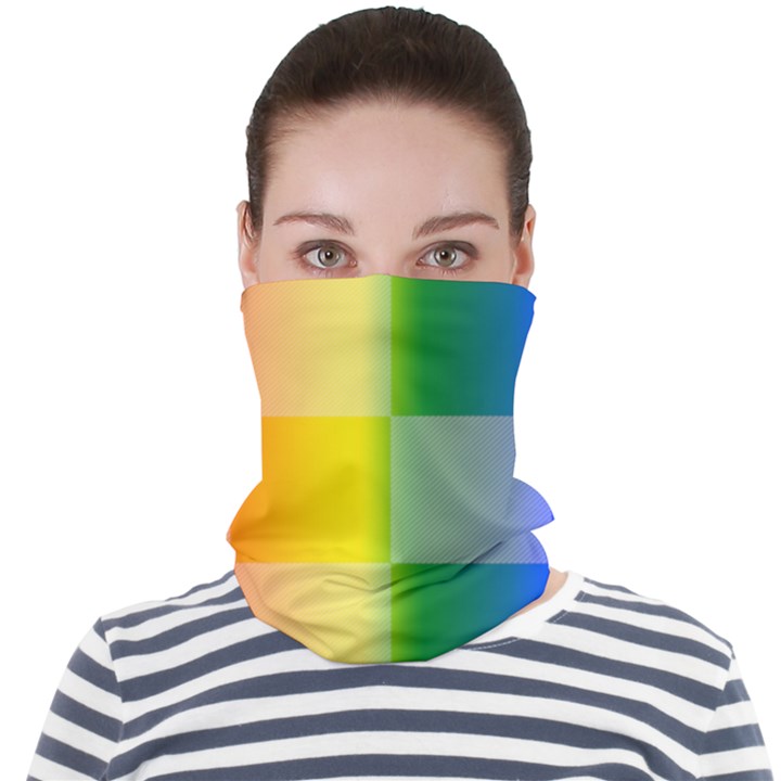 LGBT Rainbow Buffalo Check LGBTQ Pride Squares Pattern Face Seamless Bandana (Adult)